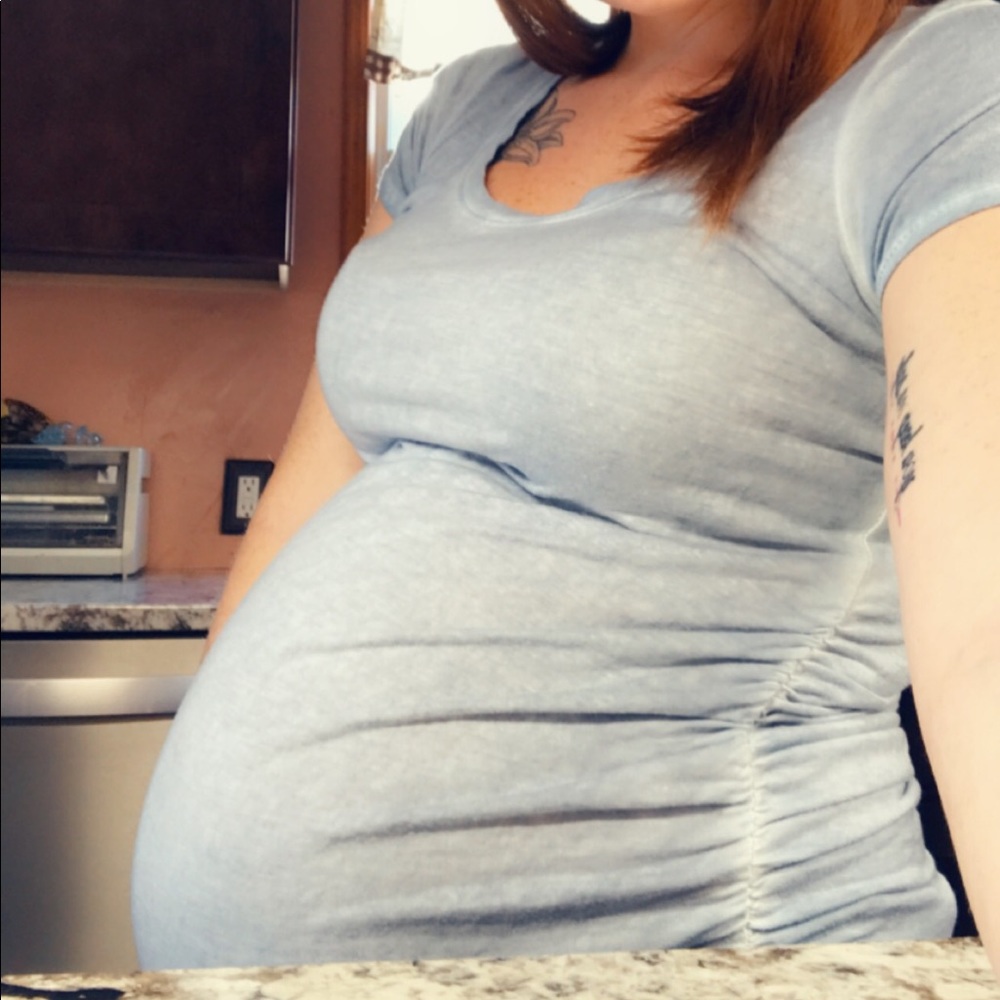 Light blue maternity shirt